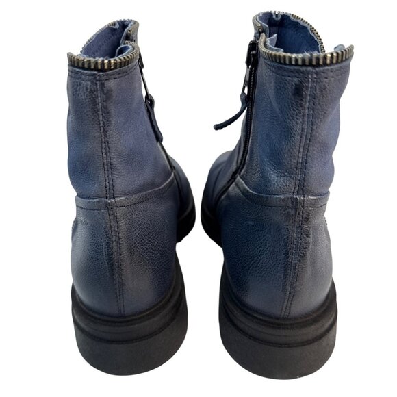 Miz Mooz Women's Frances Blue Leather Lined Ankle Boots Inside Zipper Sz 39 - Picture 5 of 11